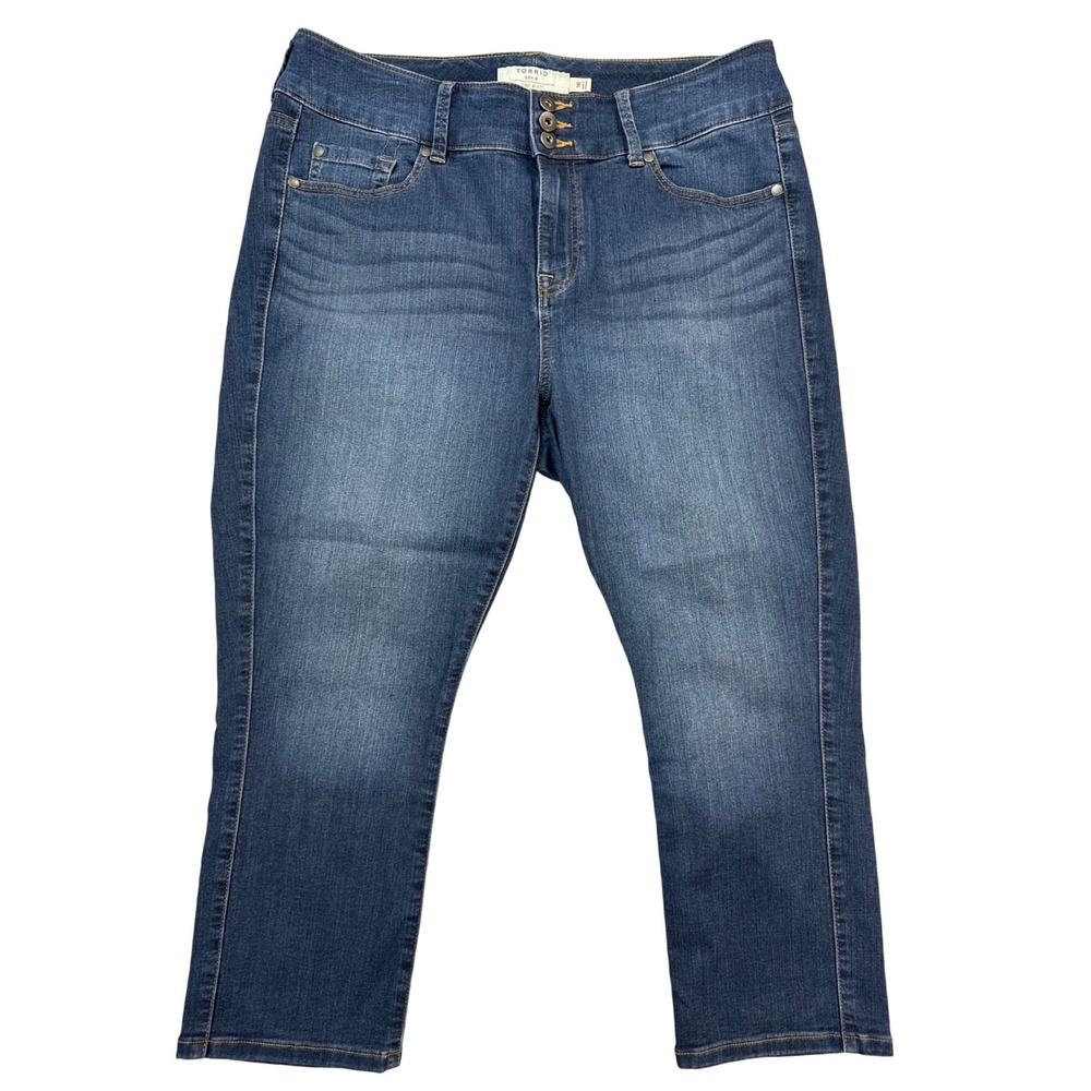 Torrid Cropped Jeans Womens 16 Blue Excellent First At Fit High Rise Denim